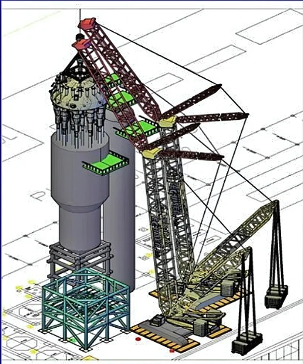 Diseño 3D de ingeniería con grúas